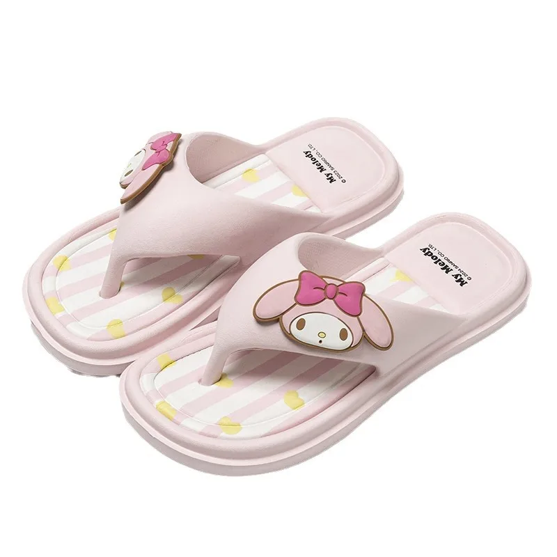 

Sanrio Hello Kitty Flip Flop Girls Summer Outdoor Indoor Flat Sandals Kuromi My Melody Cartoon Beach Sandals Fashion Soft Sole