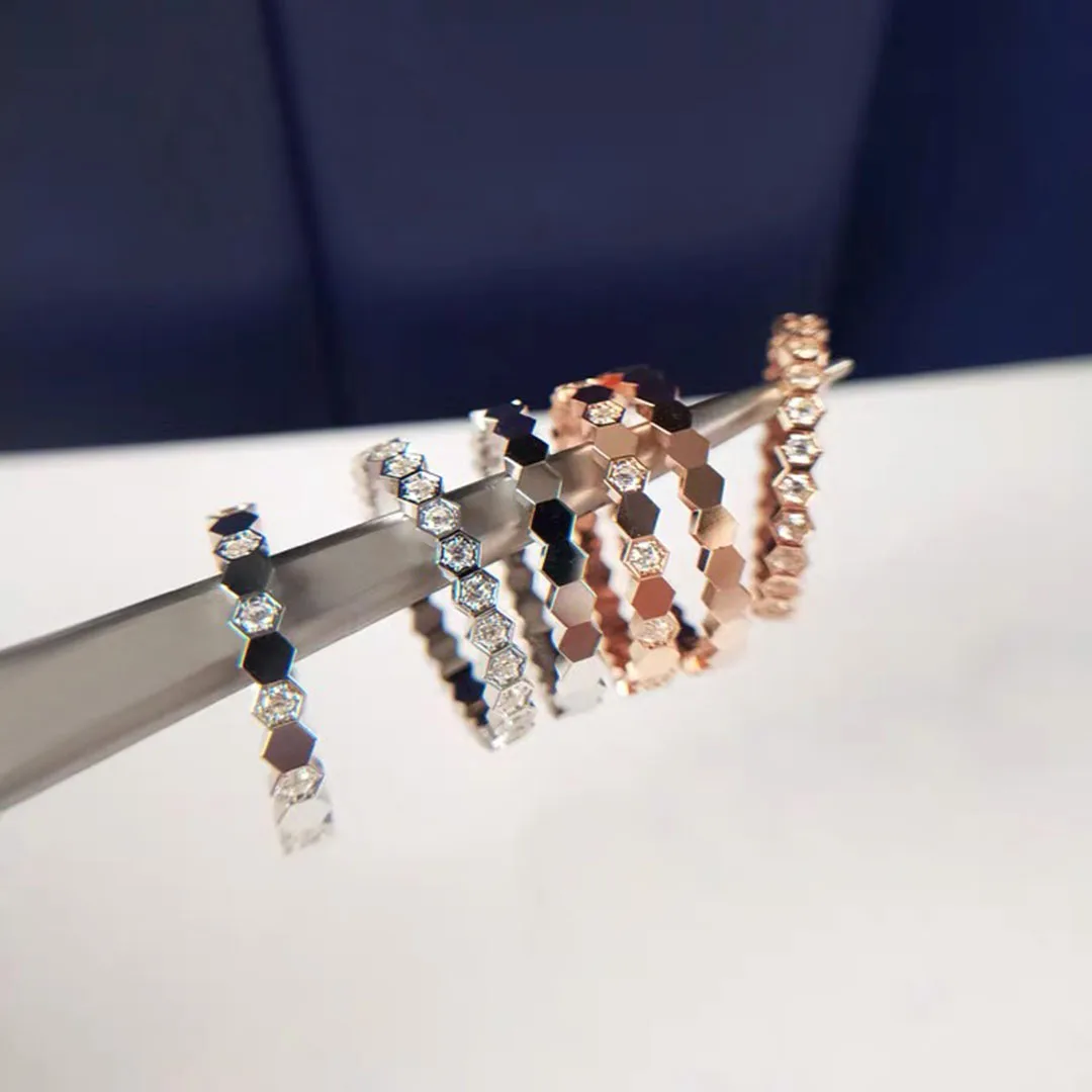 

925 Sterling Silver Hexagonal Honeycomb Women's Jewelry Ring, Exquisite And Dazzling Wedding Party Important Occasion Gift.