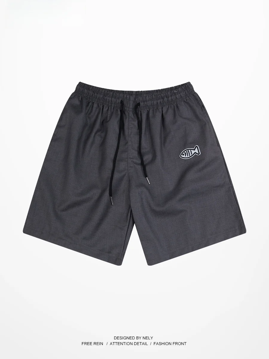 

NELY Summer Youth Casual Loose Fit Breathable ort Pants Embroidered Fi Men's Faion Brand Five-Point Pants