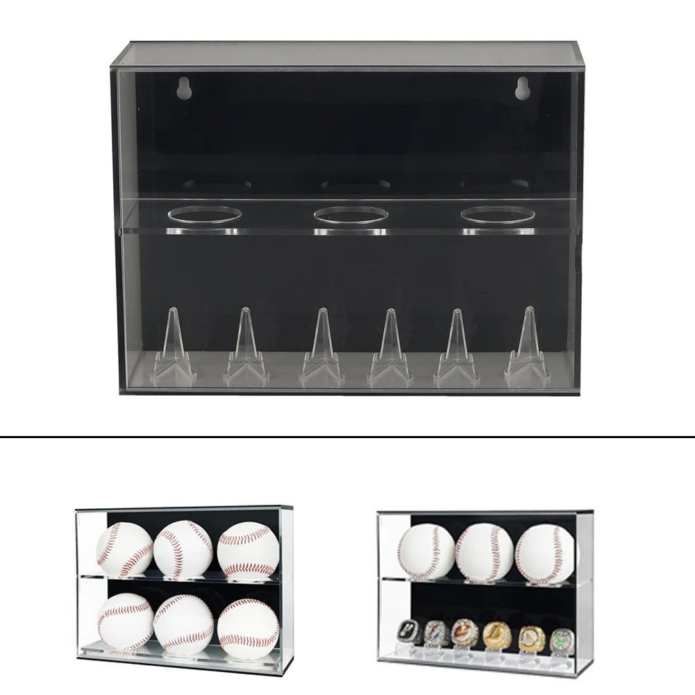 Clear For Acrylic Baseball Display Case Wall Mount Holder With For Black Back For Softball Collection Storage Box Sports