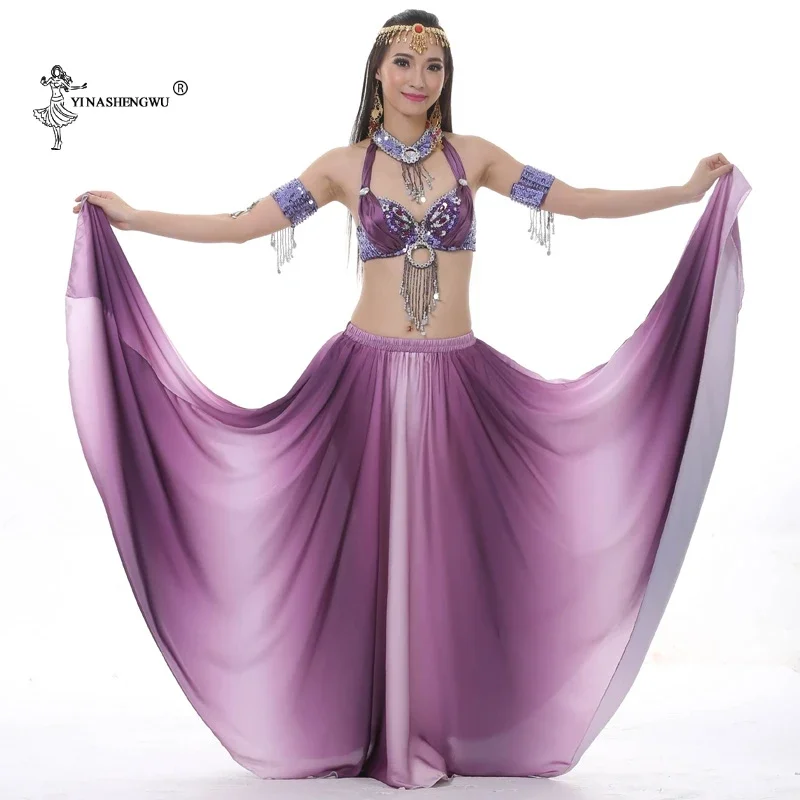 Traje de danza del vientre para mujer, falda de Color degradado, ropa de actuación de danza del vientre, falda oscilante grande, falda gitana de la India, Ropa de baile