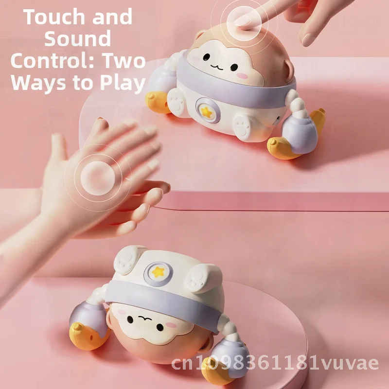 0-1세 아기 교육용 장난감 원숭이 - 머리 들어 올리기 연습 및 기어가는 법 배우기, 인터랙티브 텀블링 원숭이 장난감