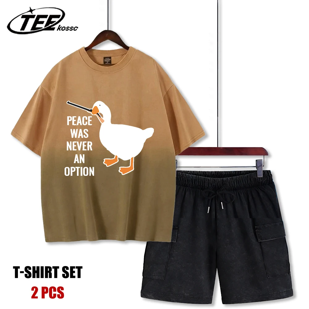 

Мужская футболка с принтом «Умиротворение никогда не было возможностью» в стиле тай-дай, модные хлопковые шорты, мягкая одежда унисекс с круглым вырезом, летний комплект шорт