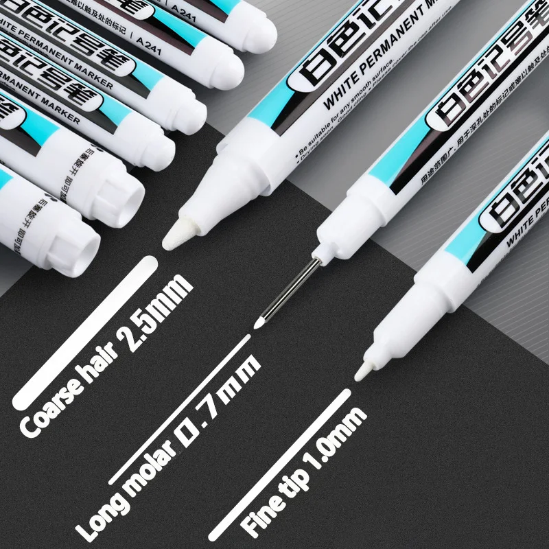 

2025 White Marker Pen - Broad & Fine Tip End, Waterproof Fade-Proof Art Highlighter for Shoe Painting Graffiti