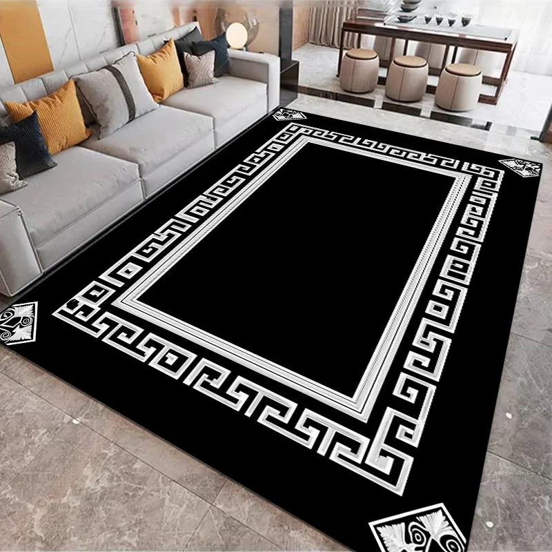 

Luxury Carpet for Living Room Black and White Style Room Decor Large Area Rugs Antiskid Entrance Door Mat Lounge Flannel Carpets