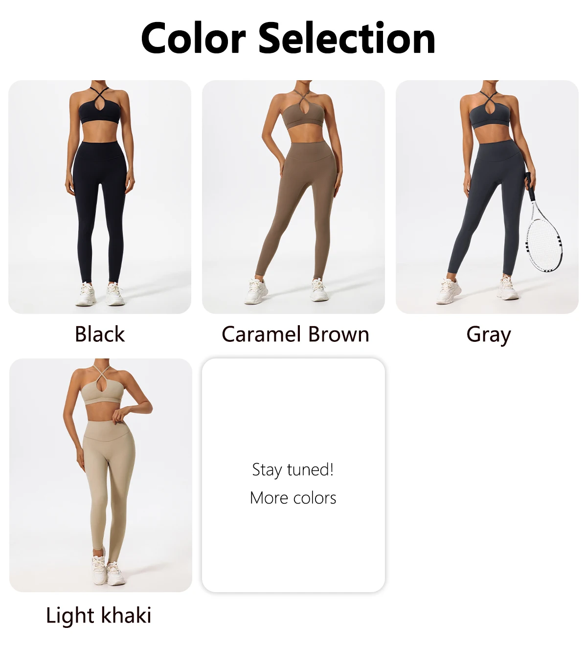 Neues Sommer-Zweiteiler-Sportset für Damen, Yoga-Kleidung mit überkreuztem Oberteil, Sport-Bandeau-BH, Sportoutfit für Frauen – Detail 5