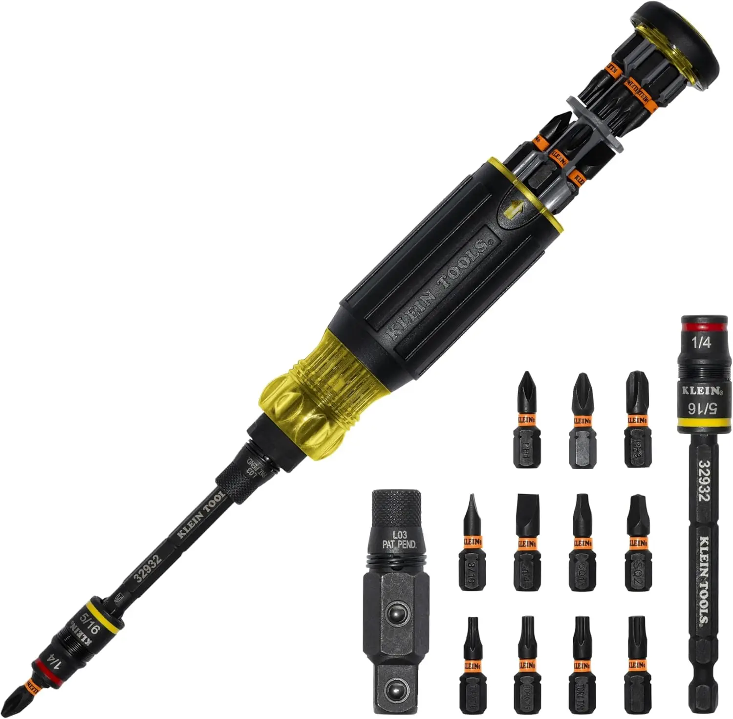 

Ударопрочная гибридная отвертка/гайковерт 16-в-1 с магнитным откидным держателем, 11 бит, 2 гайковерта, квадратный адаптер 3/8 дюйма