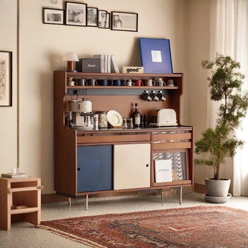 

Скандинавская средневековая обеденная тумба в стиле ретро, простая, для хранения, из массива дерева, со сланцевой столешницей, пристенная, для гостиной, интегрированная, для чая, для домашнего хранения