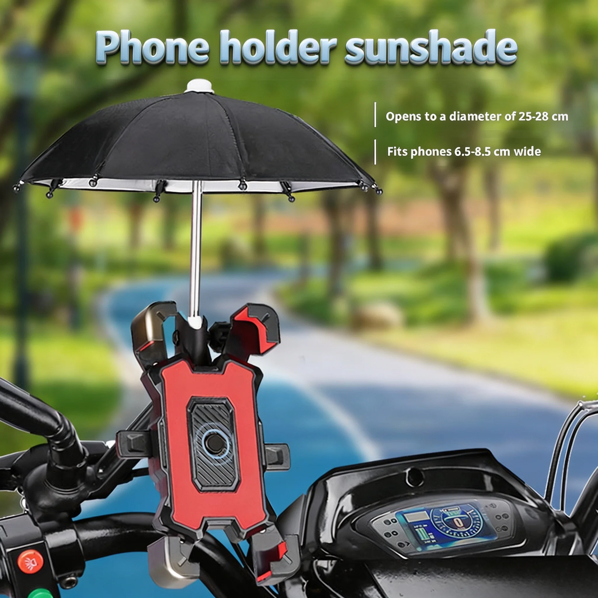 Fahrrad-Handyhalterung mit Mini-Regenschirm, Sonnenschutz, regenfest, stoßfest, Lenkerhalterung für E-Bike, Roller, Motorrad, MTB-Telefone
