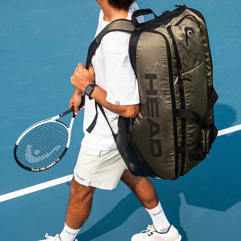HEAD Tennis Badminton Racket Bag Large Capacity Sports Handbag Retro Training Clothes Shoes Backpack