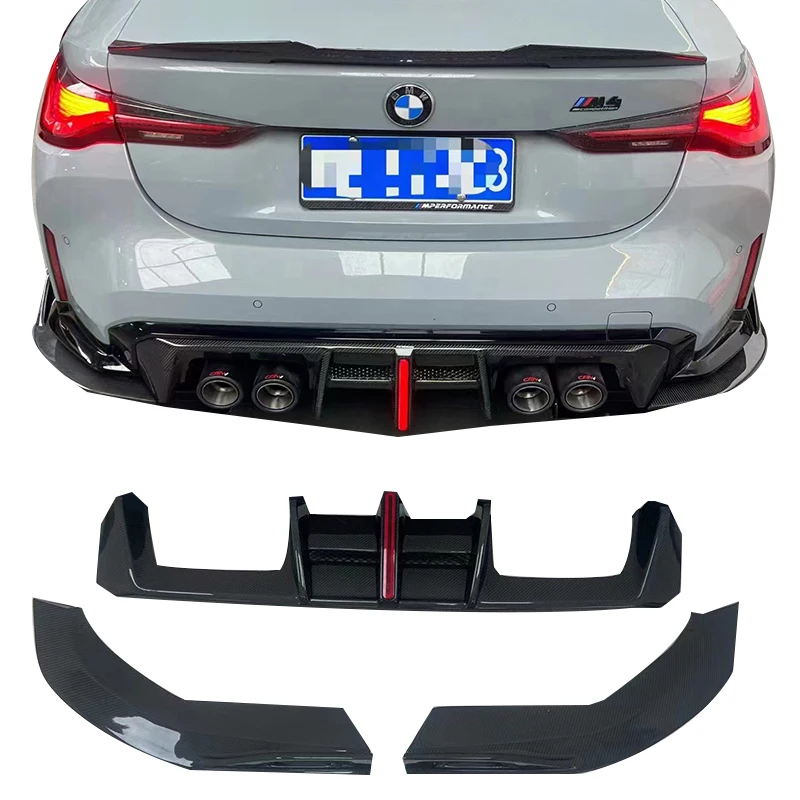 

High Quality AE Srtle Dry Carbon Fiber LED Rear Diffuser with Splitter Lip for G80 M3 G82 M4 Rear Bumper Lip 2019+