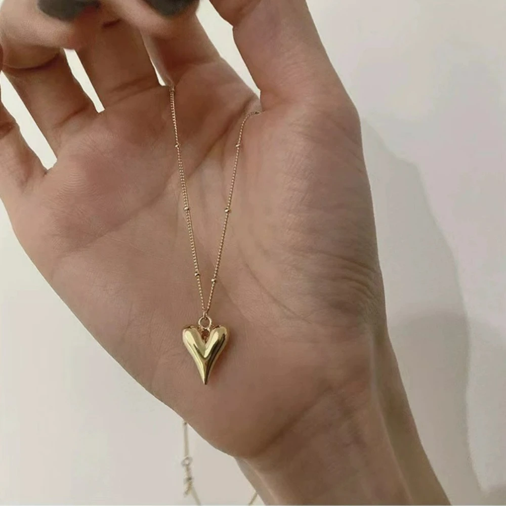 SUMENG خمر الذهبي الفضة اللون القلب قلادة قلادة للنساء الاتجاه الجديد الفتيات سلسلة الترقوة مجوهرات الأزياء هدية عيد ميلاد
