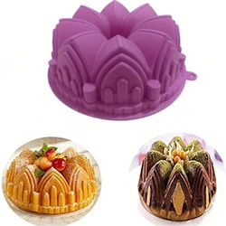 1PC Big Crown Castle Shape Silicone Cake Mold Mousse Non-Stick 3D Cathedral Birthday Cake Pan Decorating Tools Large Bread Fonda