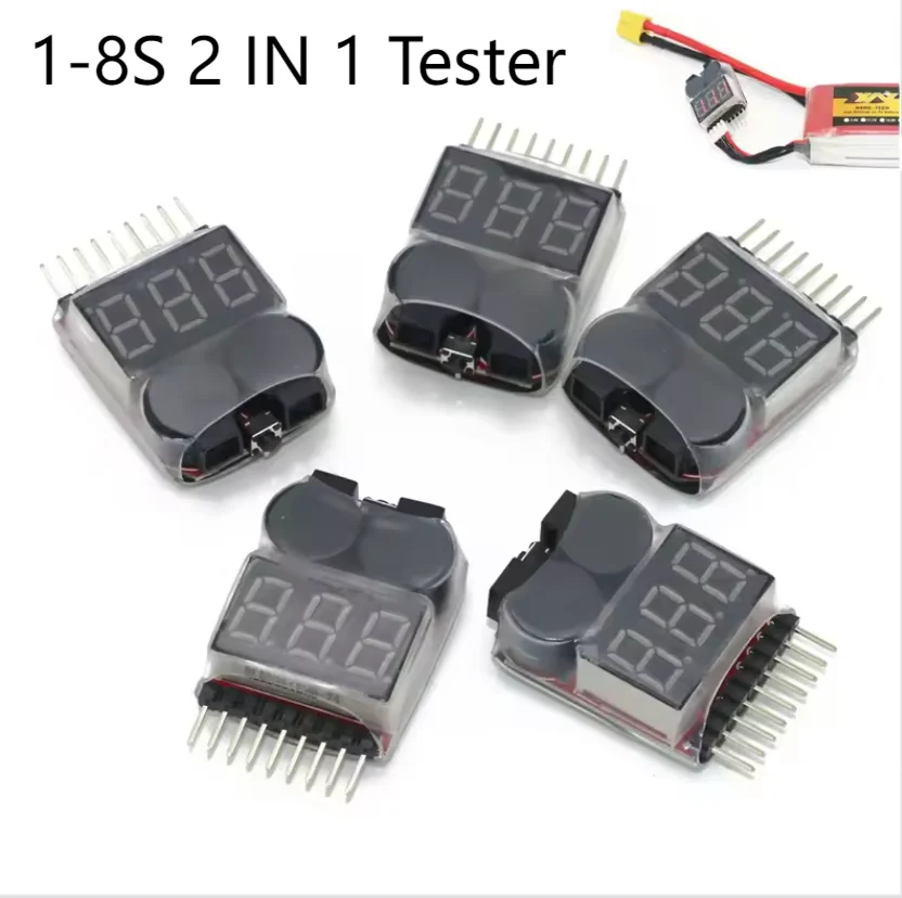 5pcs 1-8S LED Low Voltage Buzzer Alarm – 2-in-1 LiPo Voltage Tester & Indicator, DIY Electronic Kit for RC Batteries