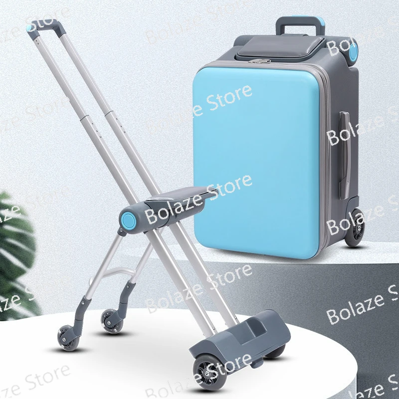 Can Sit and Ride Children's Trolley Bags Lazy Slip Walker Children's Travel Can Boarding Suitcase