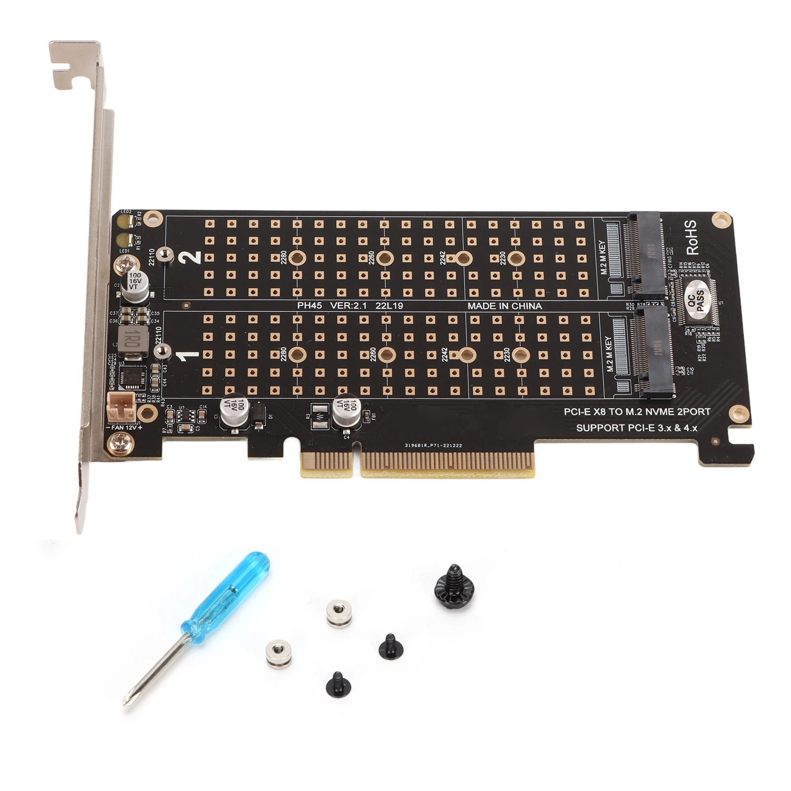 

Карта адаптера Dual M.2 NVMe SSD на PCIE X8 M Key Жесткий диск Конвертер Устройство чтения Карта расширения для сервера игровой рабочей станции