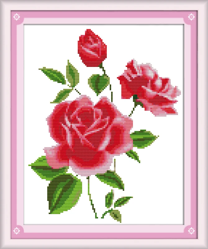 Joy Sunday Cross Stitch Complete Set With Pattern Kit Amorous Roses Stamped Counted Cloth Printed Unprinted Home Decor