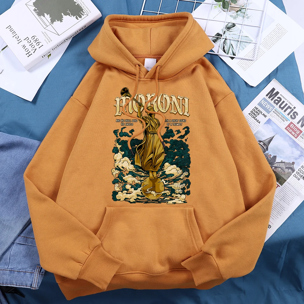 The Angel Moroni Printed Female Hoodies Cotton Causal Sportwear Everyday Versatilesport Shirts Personality Essential Clothing