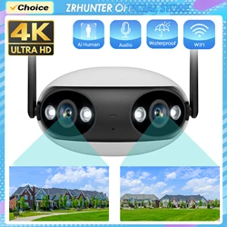 WiFi Smart IP Camera 4K 8MP Panoramic 180° Wide View Angle Outdoor CCTV AI Color Night Vision Home CCTV Video Surveillance
