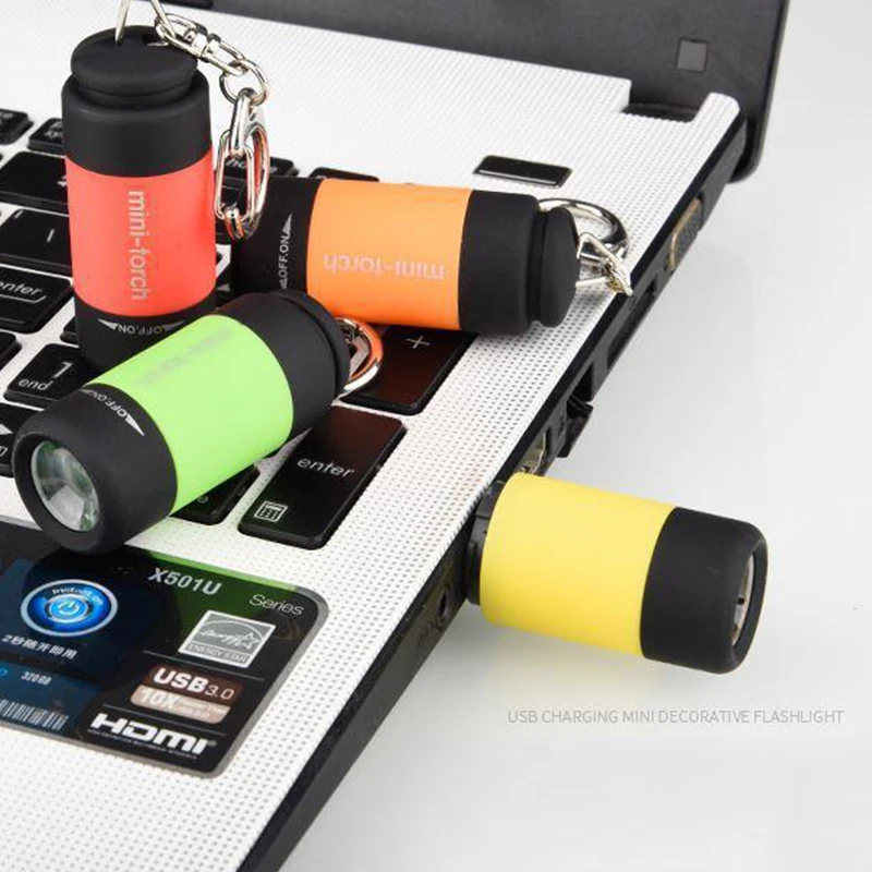 USB قابلة للشحن LED متعددة الوظائف ضوء قوي جيب المفاتيح مصباح يدوي مقاوم للماء المشي لمسافات طويلة التخييم مصباح يدوي صغير