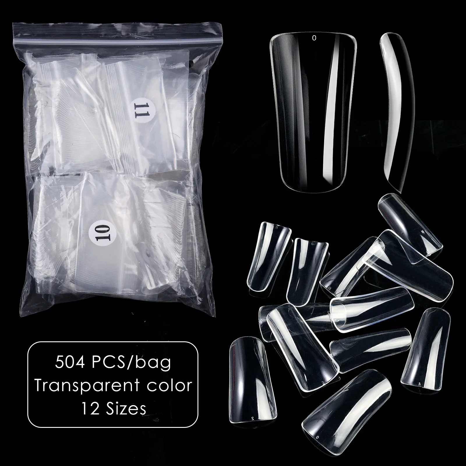 500pcs/ Bag Duck-bill Acrylic Fake Nail Head Wide French Full Cover Gel Special Shape Nail Natural/Clear Extension Nail Tool