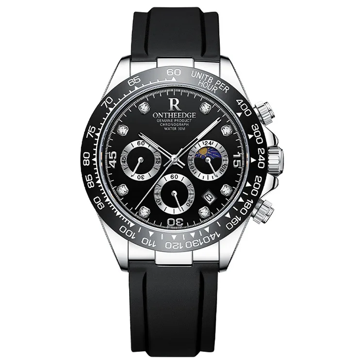 

ONTHEEDGE* brand waterproof watch panda dial mechanical wind luminous men's student quartz watch large dial