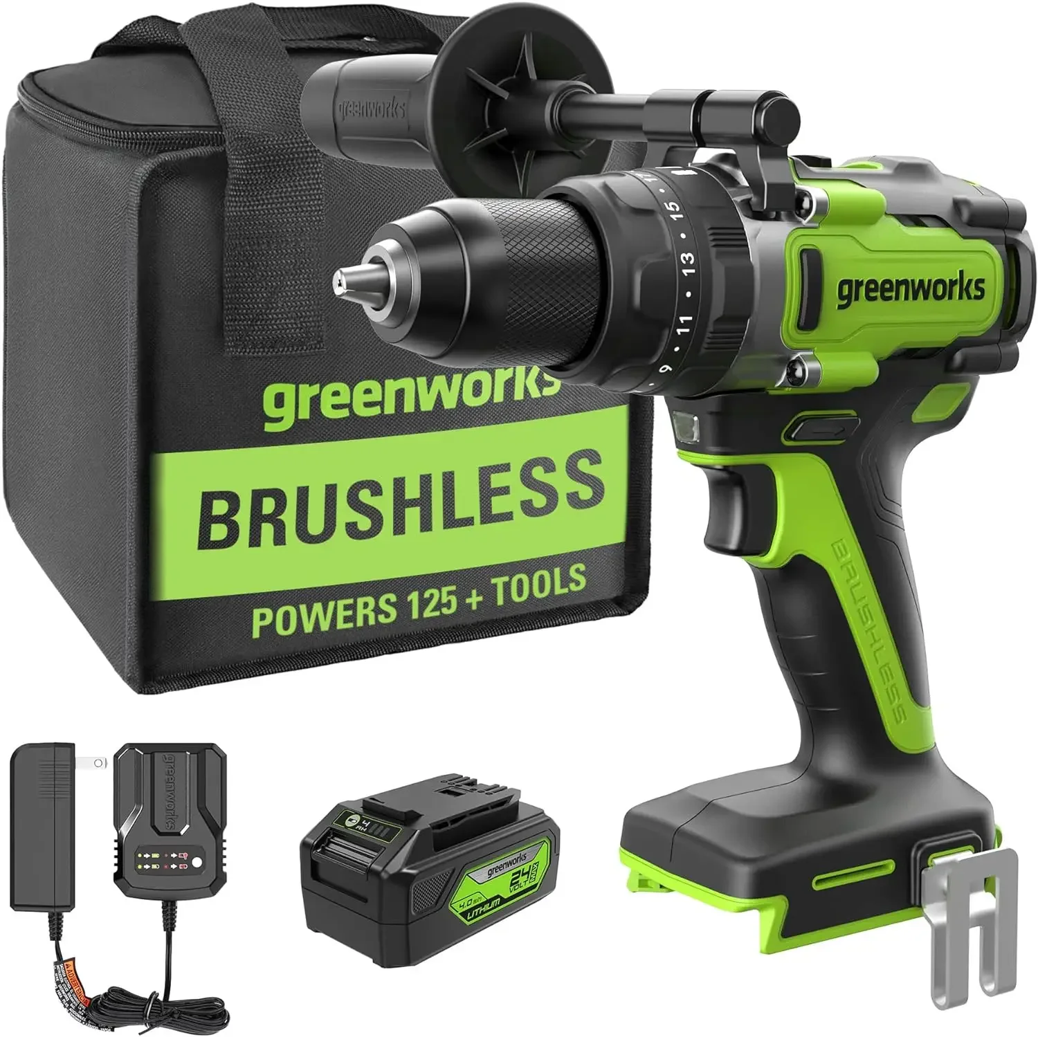 

Greenworks 24V 1/2" 1240 in-lbs Brushless Hammer Drill with 4.0Ah Battery and Charger