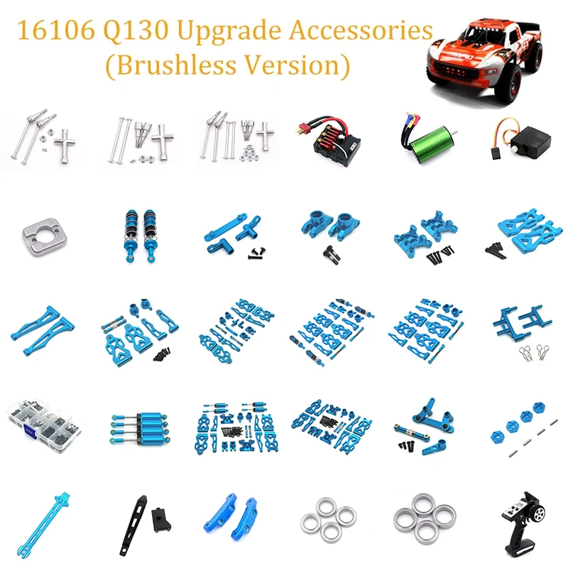 SCY16106PRO JJRC Q130 1:16 Brushless RC Auto Blu Aggiornato Metallo Parti di Alluminio Motore Brushless Originale Albero Motore Ingranaggio