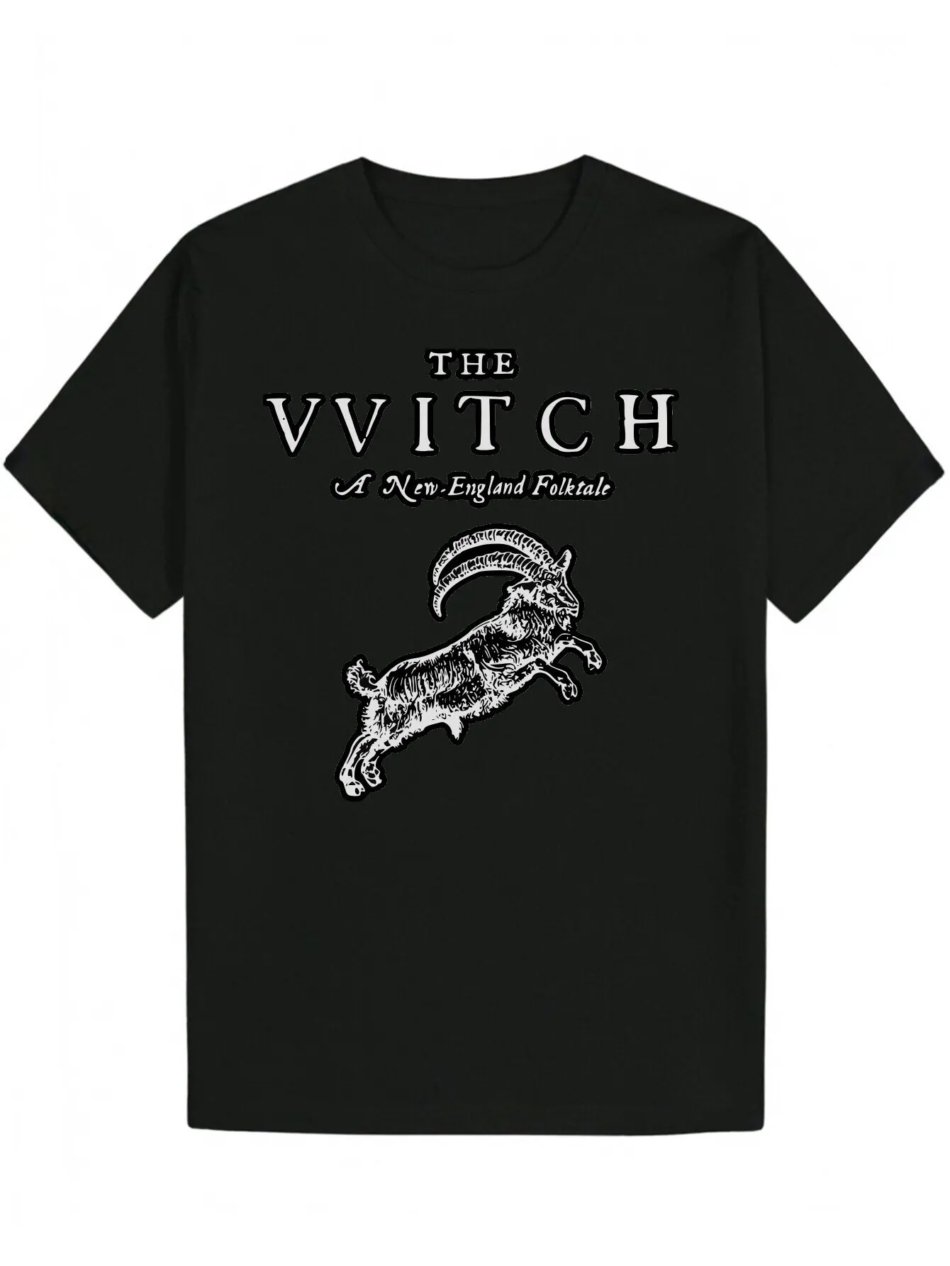

Men's The Witch Graphic T Shirt Vintage Y2K Inspired Black Short Sleeve with Goat Design Casual Summer Wear Machine Washable