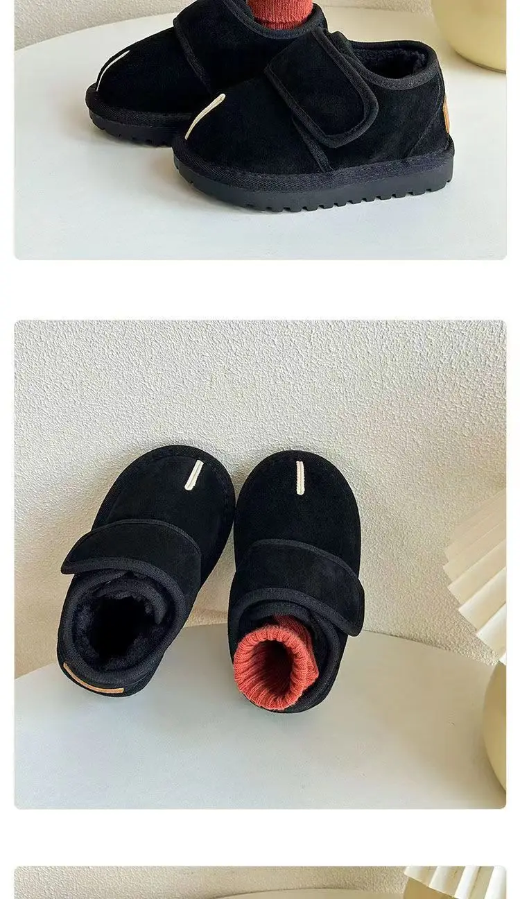 Kinder Winter Schnee Stiefel Neue 2025, Faux Wildleder Warme Plüsch Baumwolle Schuhe Jungen Mode Anti-slip Gummi Sohle mädchen Stiefeletten – Detail 11