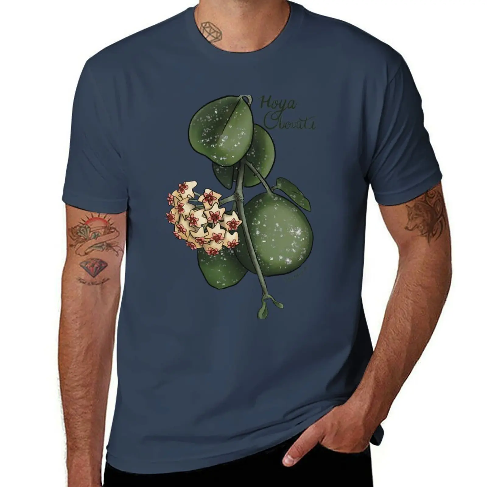 

Hoya obovata illustration T-Shirt Big Size Simple T-Shirt