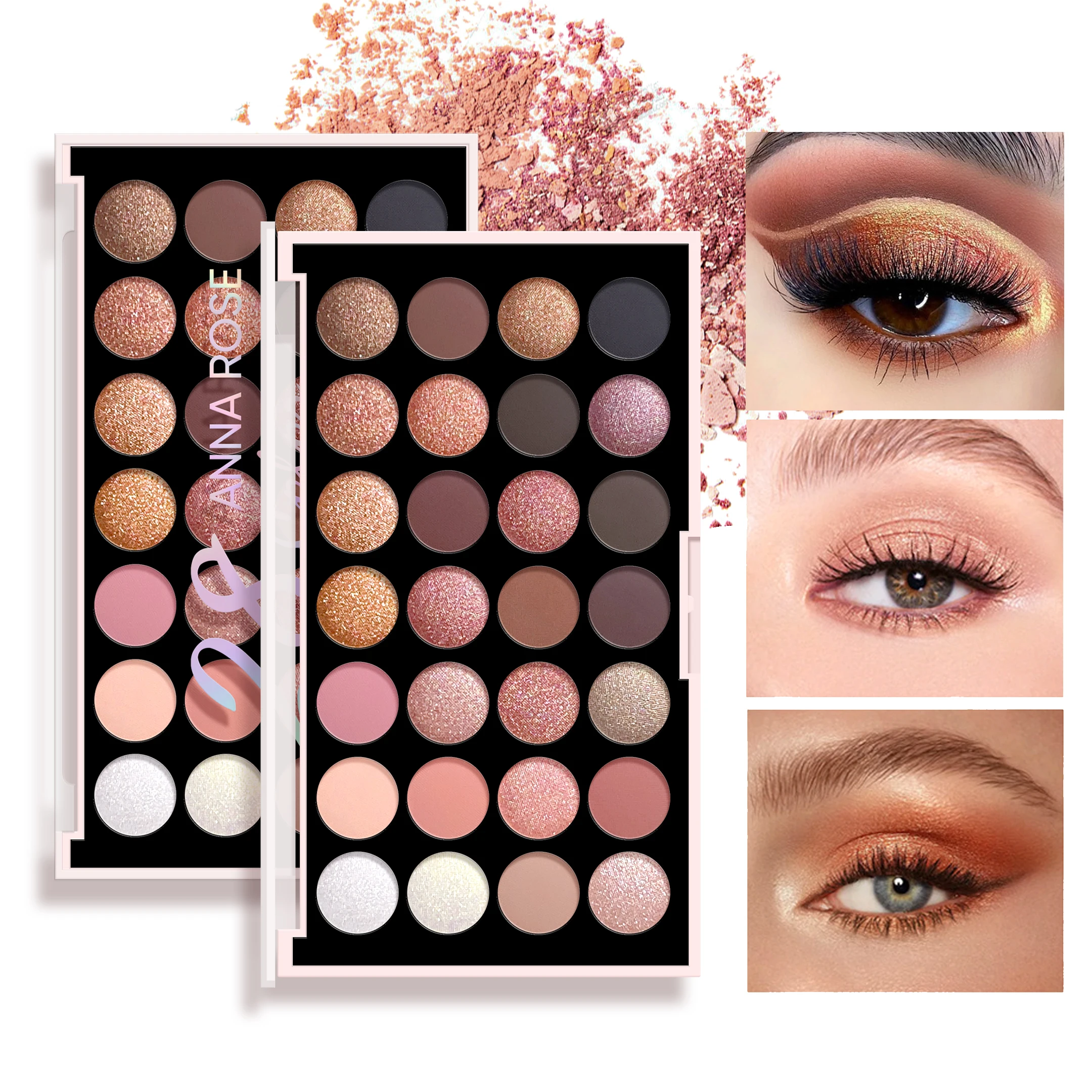 Paleta de sombras de ojos mate de 28 colores, maquillaje con purpurina nacarada, resistente al agua, duradero y fácil de colorear, sombra de ojos multicolor