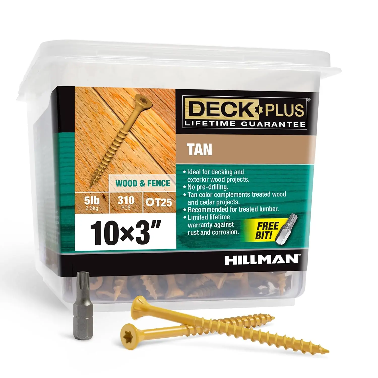 

3 Inch Epoxy Coated Exterior Wood and Fence Screws #10 x 3 Torx/Star Drive Included Coarse Thread, Outdoor Rust Resist