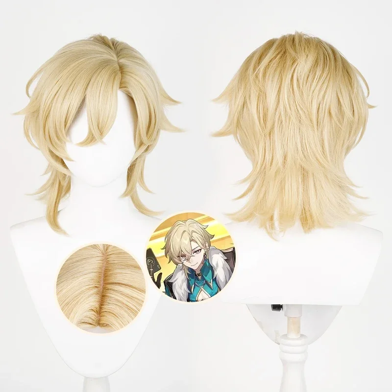 Honkai Star Rail Aventurine Cosplay Wig 40cm Short Wig Khaki Wig Cosplay Anime Cosplay Wigs Heat Resistant Synthetic Wigs