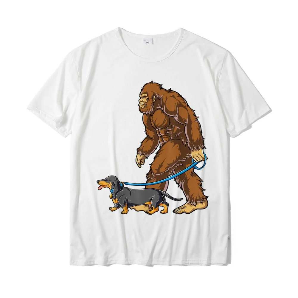 Newest  Man T Shirts Cotton Tees Summer Bigfoot Dog  Walk Dachshund T Shirt Sasquatch Kids Men Women T-Shirt  harajuku tops