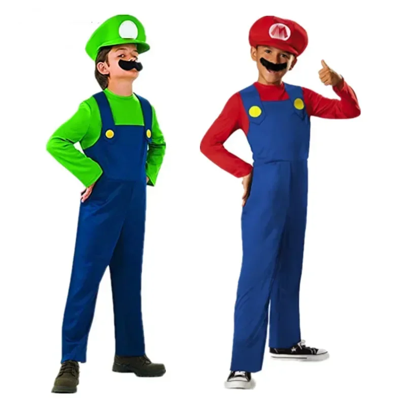 EE01 Anime Hooded Suit Child Game Cosplay Costume Halloween Mustache Dress Up Costume Playing Child Holiday Costume with GloIo0！