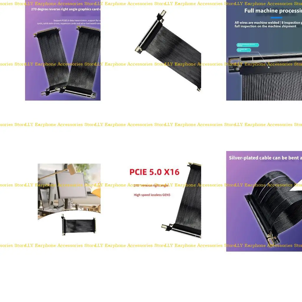 

462E PCIE 5.0 X16 Extension Cable Bidirectional Bandwidth 270 Degree Reverse Right Angled Multiple Layer High Frequency