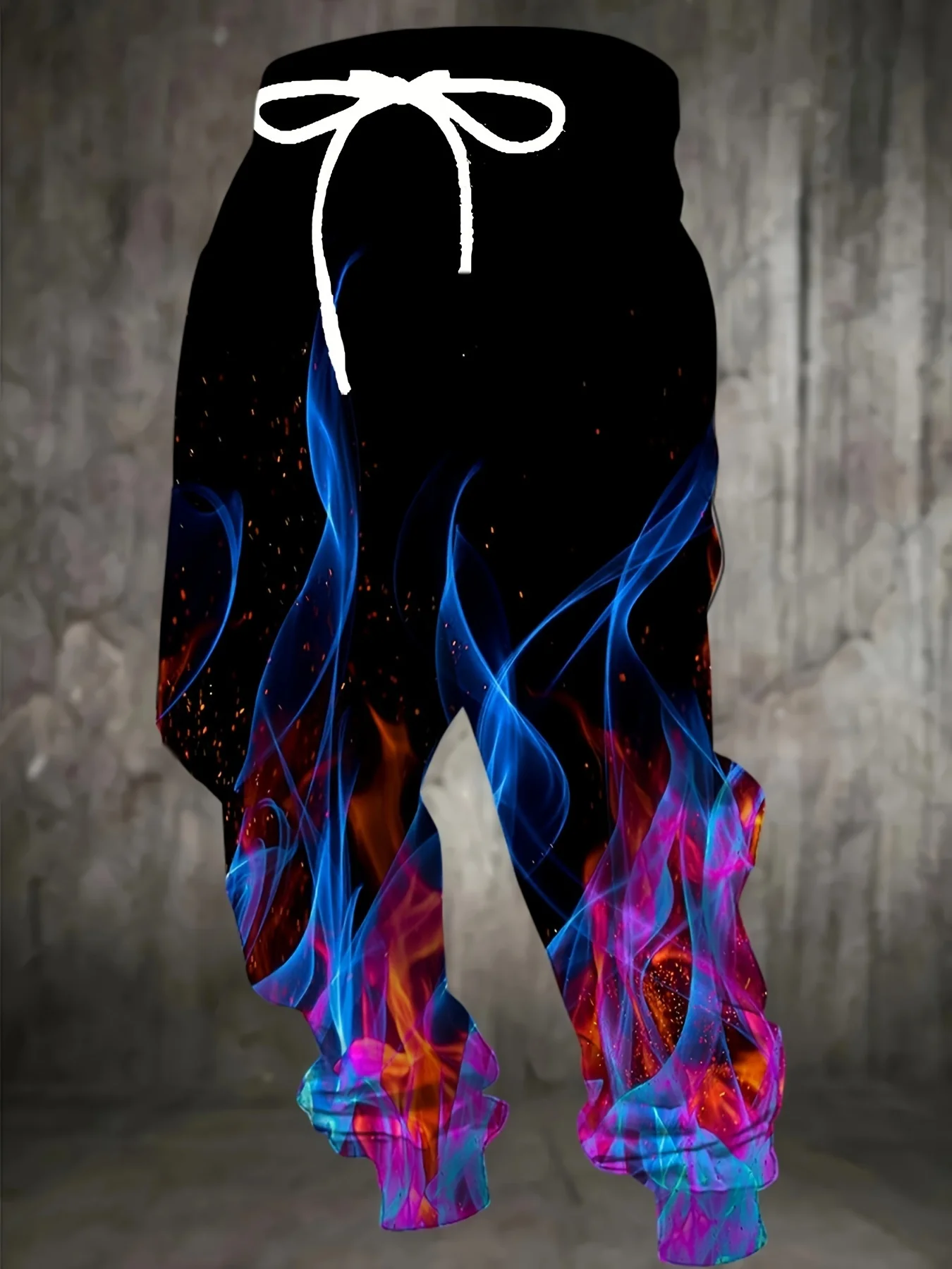 2026 Hot Selling Fashion New Men's 3D Printed Color Flame Pattern Outdoor Hip-hop Street Wear Loose Cargo Pants Large Size