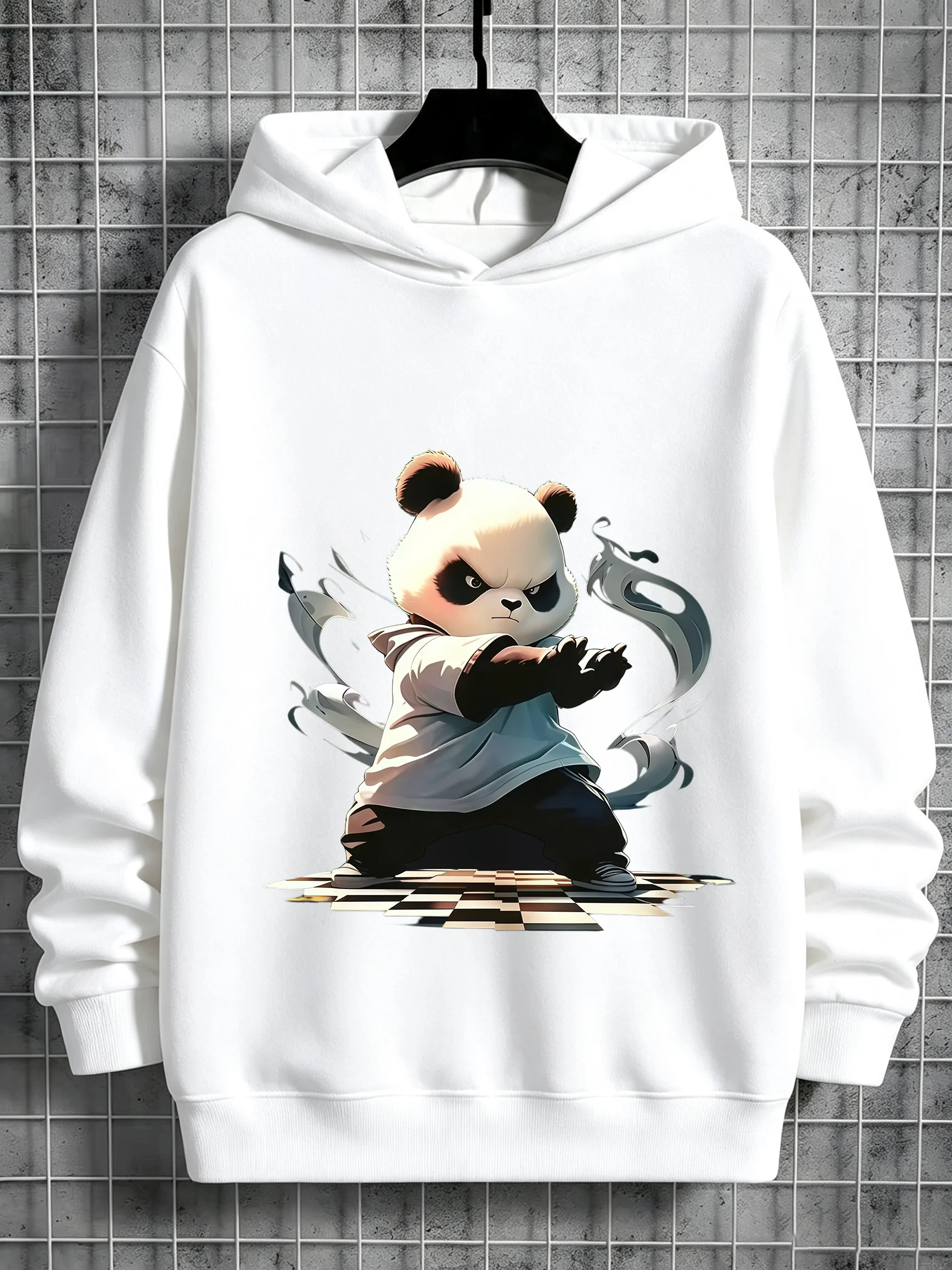 Autumn/Winter Children's Hooded Sweatshirt - National Treasure Panda Print - Cool and Fashionable Pullover Sweatshirt