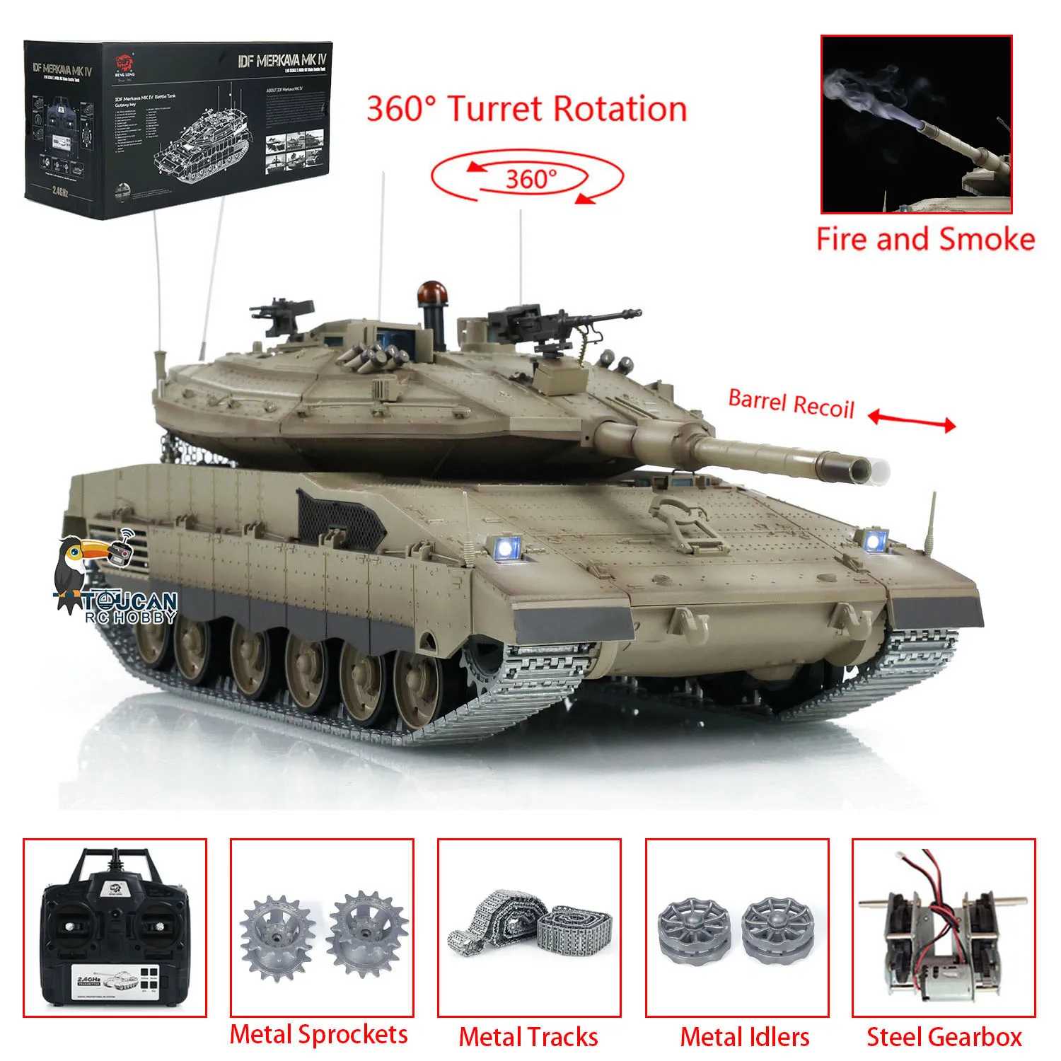 Heng Long 1/16 Remote Control Tank TK7.0 IDF Merkava MK IV Professional Edition FPV Tanks Toucan RC Vehicle Car Boys Toys Model