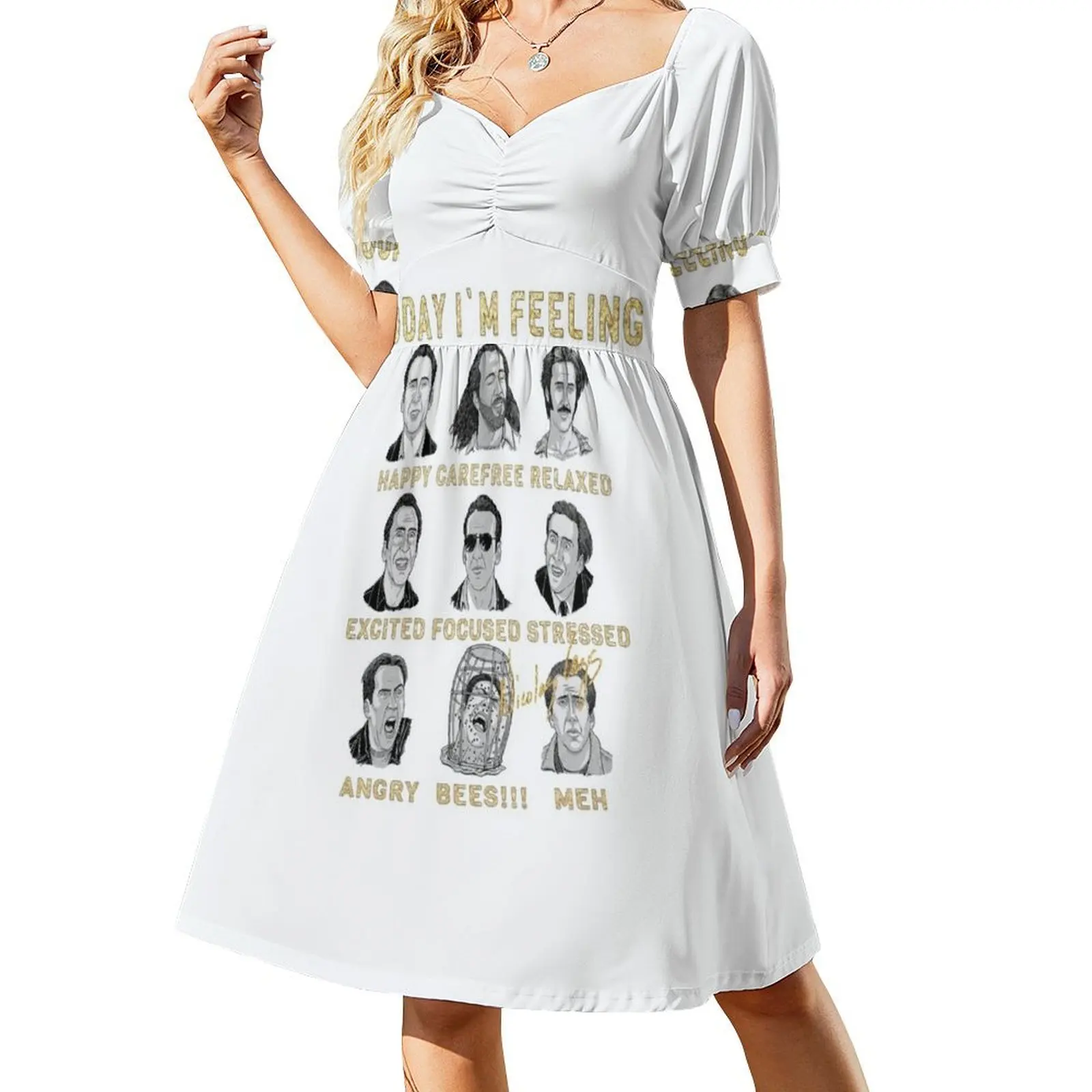 Nicholas Cage - Nicolas Cage - Nick Cage - Nic Funny Feeling Short Sleeved Dress evening dresses luxury 2025 Dress