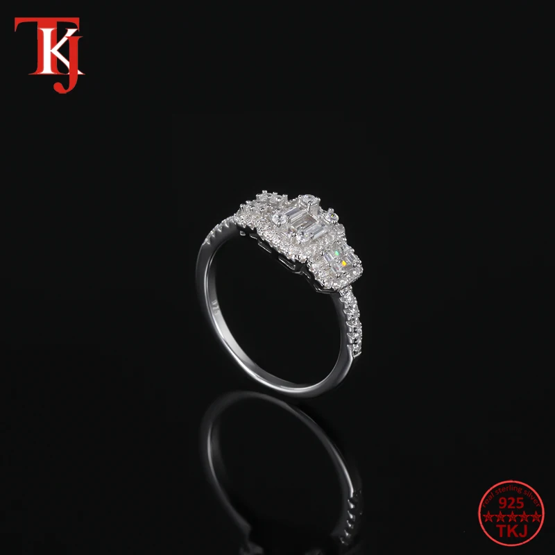 

TKJ 925 Sterling Silver Women's Wedding Ring AAA Zircon Sparkle Crystal Rings Fine Jewelry Cocktail Party Jewelry Gift