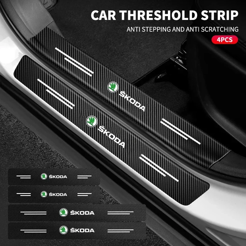 

4 шт./компл. автомобильный порог, защита от царапин, накладка от царапин для Skoda Octavia Kodiaq Fabia, превосходные автомобильные аксессуары, украшение