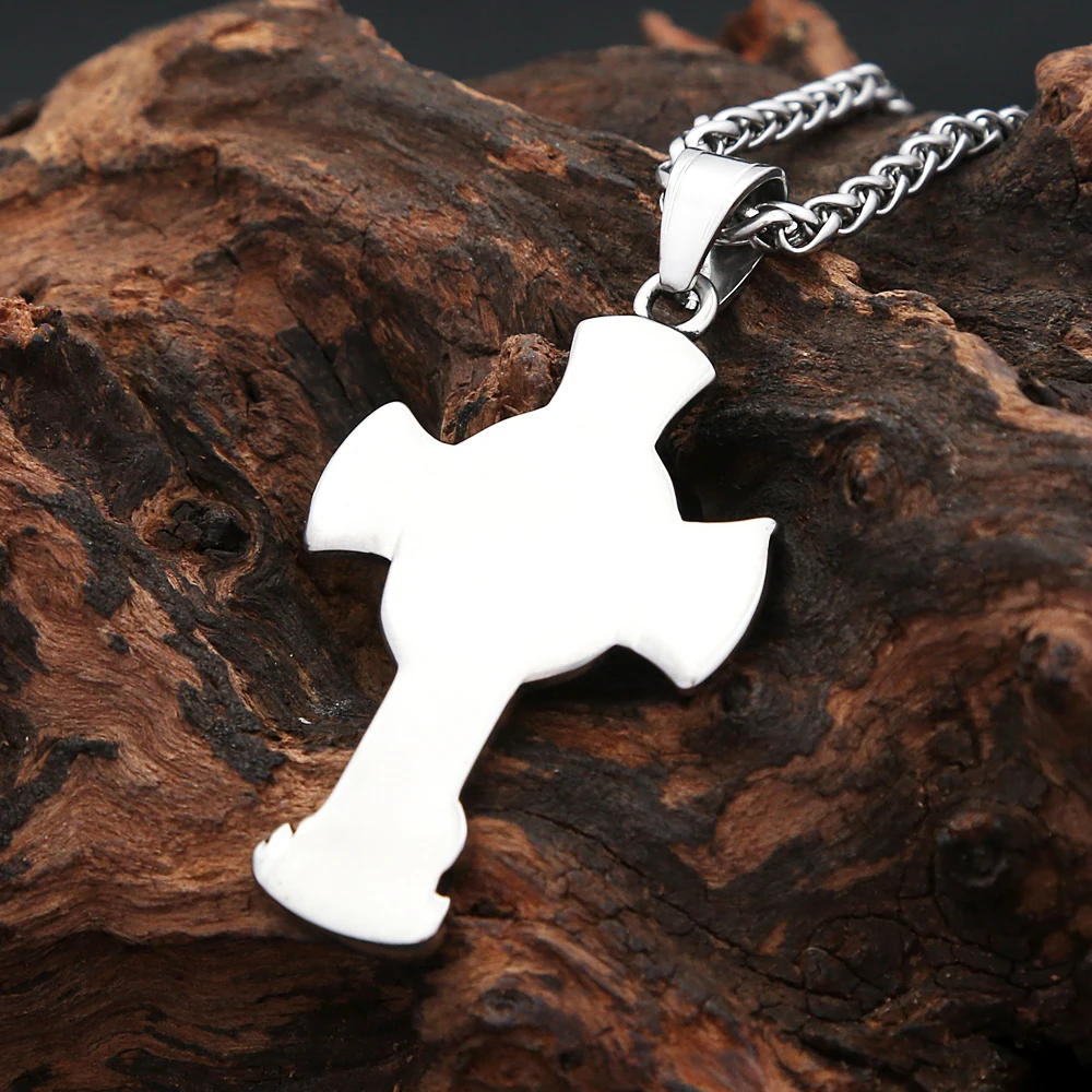 뉴 빈티지 세인트 마이클 대천사 펜던트 목걸이 스테인리스 스틸 천사 날개 십자가 목걸이 남녀 공용 종교적 2028