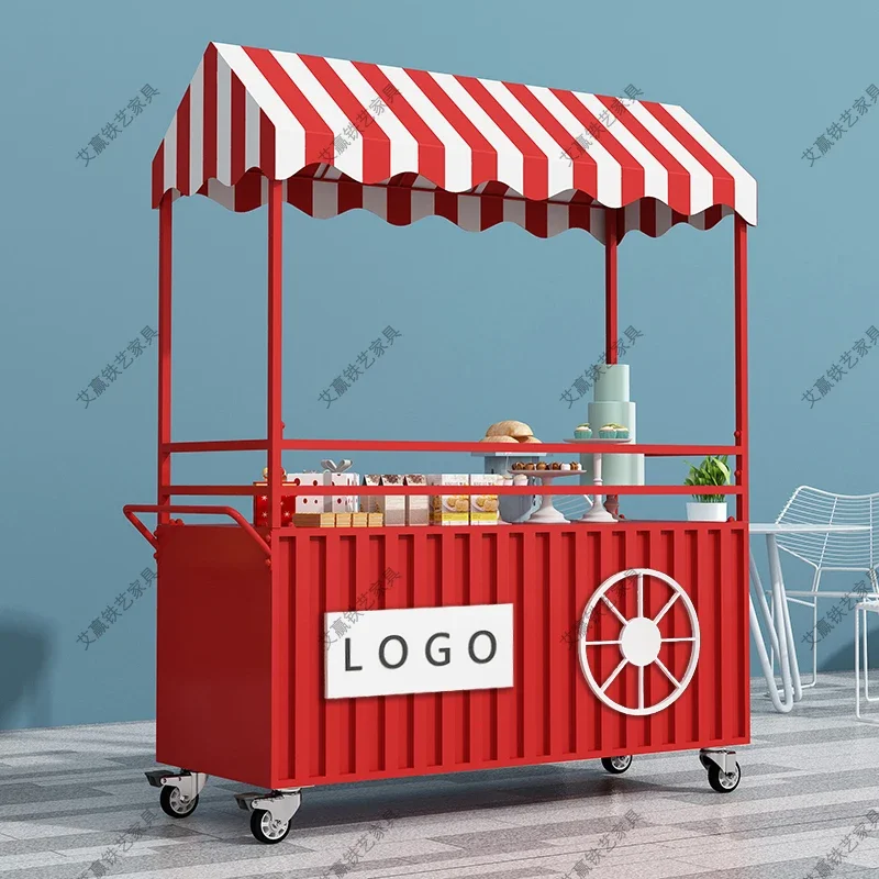 

Stall trolley display stand mobile shopping mall promotion float market stall with wheels snack car Internet celebrity dining