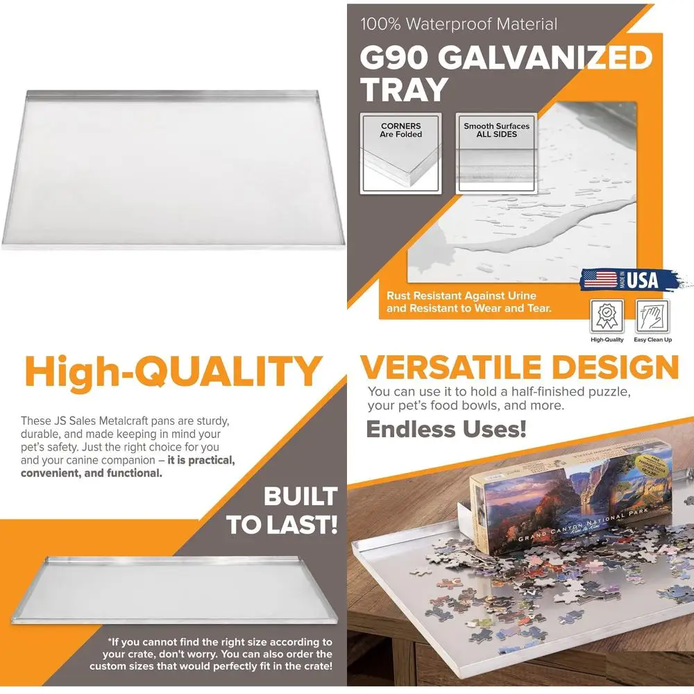 

Оцинкованный металлический лоток для собачьей клетки, устойчивый к укусам и трещинам, 35.38 x 21.88, высота 1, идеально подходит для дрессировки животных.