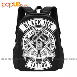 Black Ink Tattoo Studio Backpack Large Capacity School Foldable 3d Printing Clothes Backpacks