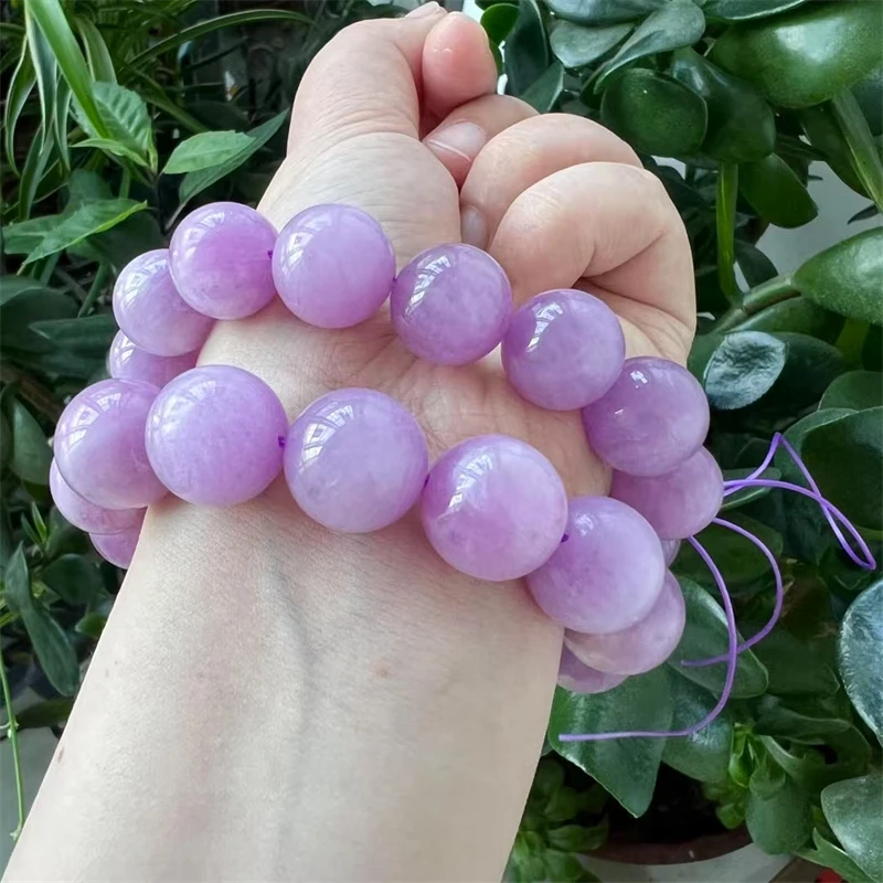 

15/16MM Natural Kunzite Bracelet Jewelry Adjustable Chain Quartz Crystal Stone Bangle For Women Gift