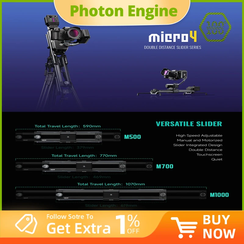 ZEAPON Micro 4 E500 E700 E1000 Multi-axis Motorized Slider for DSLR Camera Video Shooting Portable Rail System PS-E1