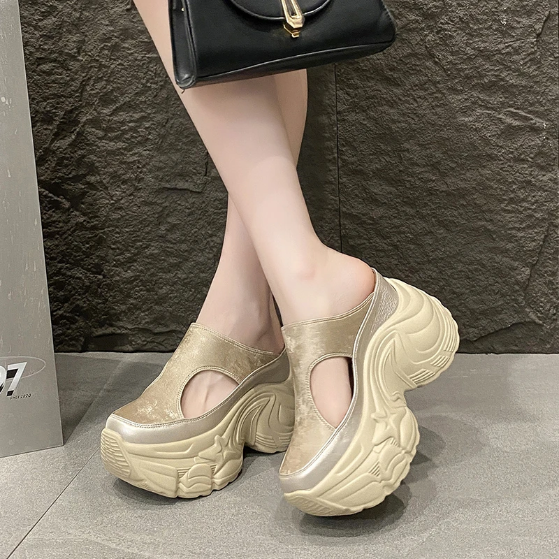 10cm Summer Women Flip-Flops Chunky Beach Shoes 2024 Ladies Wedge Heels Open Toe Slippers Woman Platform Slides Outside Sandals